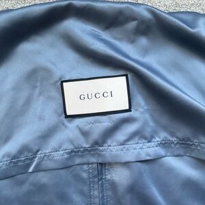 4  Authentic Large  Gucci Blue Satin Hanging Travel Garment Bags 46.5 X 24.5